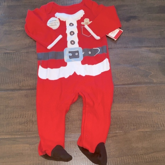 Holiday time red Santa suit one piece size 6-9 months new with tags - Picture 2 of 7